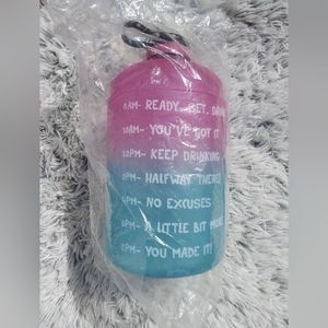 Motivational Gallon Water Bottle With Ombre Pink/ Turquoise With 128oz.